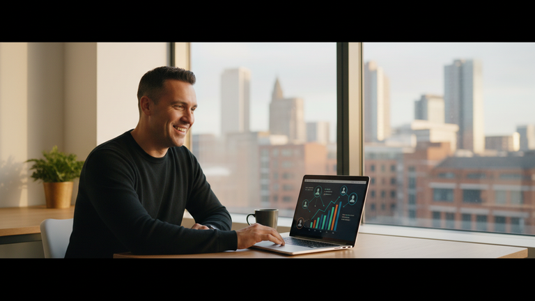man in black sweater using macbook pro